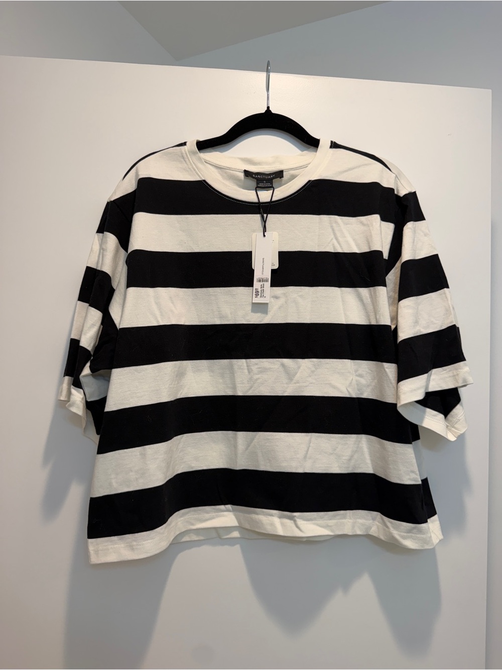 Sanctuary Black and White Horizontal Stripe Short Sleeve Tee
